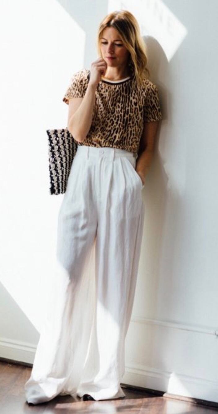Anine Bing Carla Pants Wide Leg High Rise Trousers Linen Blend White S Luxury